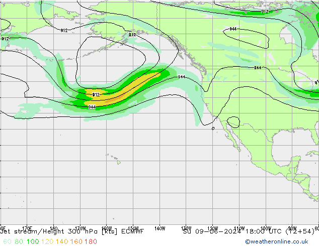Jet stream/Height 300 hPa ECMWF Su 09.06.2024 18 UTC