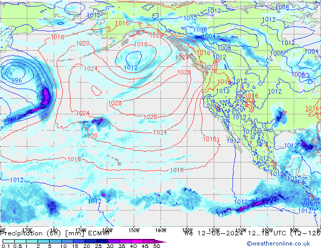 Precipitation (6h) ECMWF St 12.06.2024 18 UTC