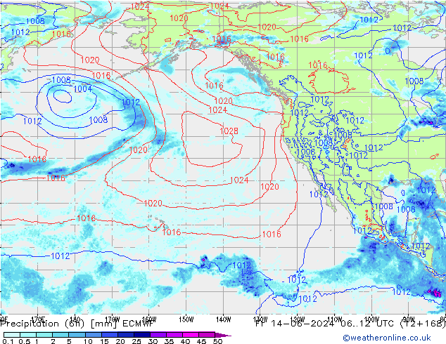 Z500/Rain (+SLP)/Z850 ECMWF Fr 14.06.2024 12 UTC