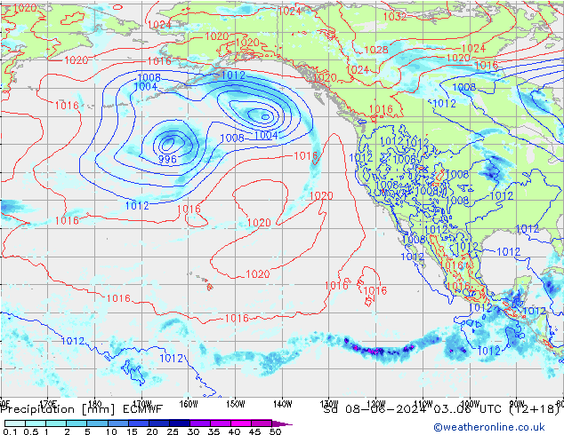 Precipitazione ECMWF sab 08.06.2024 06 UTC