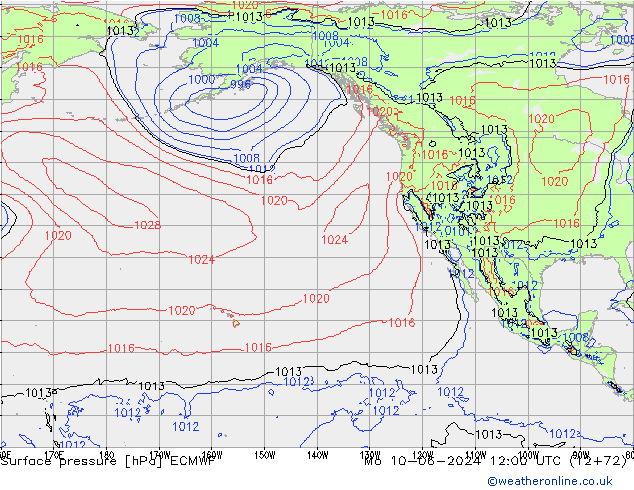 Presión superficial ECMWF lun 10.06.2024 12 UTC