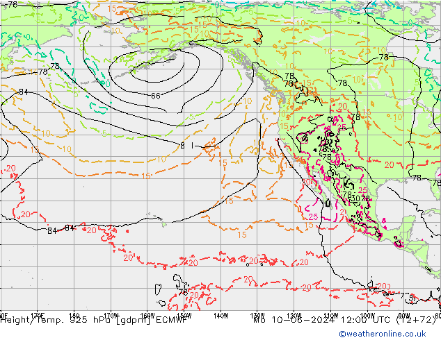 Yükseklik/Sıc. 925 hPa ECMWF Pzt 10.06.2024 12 UTC