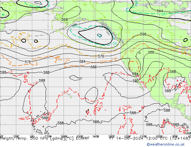 Z500/Rain (+SLP)/Z850 ECMWF Fr 14.06.2024 12 UTC