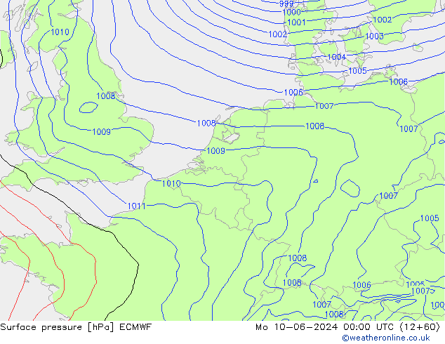 Surface pressure ECMWF Mo 10.06.2024 00 UTC