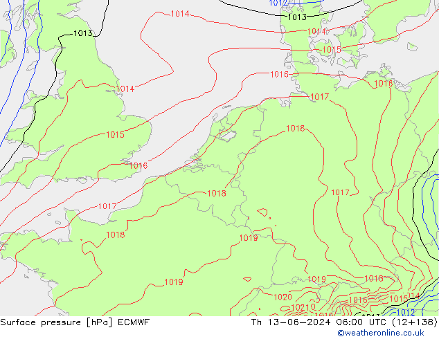 pression de l'air ECMWF jeu 13.06.2024 06 UTC