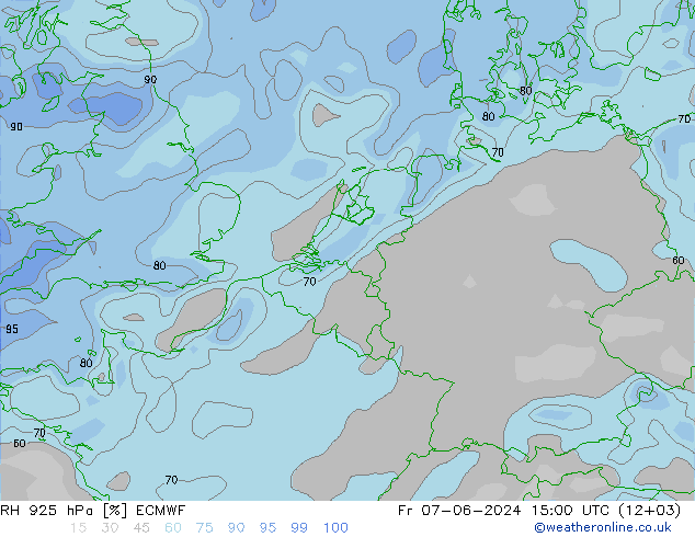 RH 925 hPa ECMWF Fr 07.06.2024 15 UTC