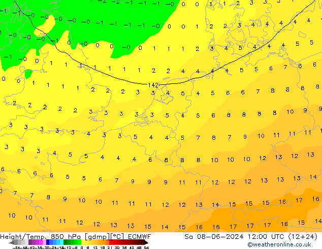 Z500/Rain (+SLP)/Z850 ECMWF sáb 08.06.2024 12 UTC