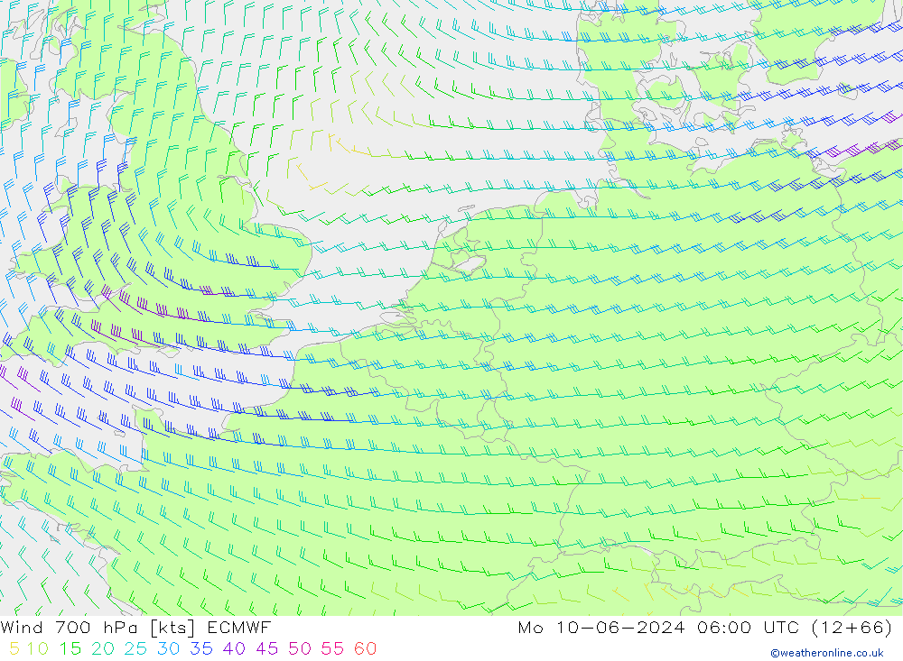 Wind 700 hPa ECMWF Mo 10.06.2024 06 UTC