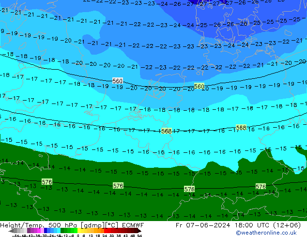 Z500/Rain (+SLP)/Z850 ECMWF Fr 07.06.2024 18 UTC