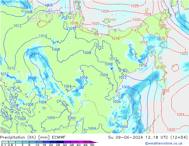 Z500/Regen(+SLP)/Z850 ECMWF zo 09.06.2024 18 UTC