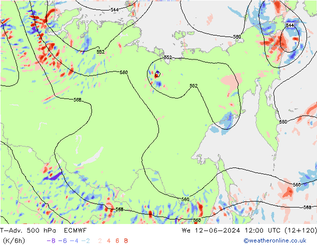 T-Adv. 500 hPa ECMWF mié 12.06.2024 12 UTC