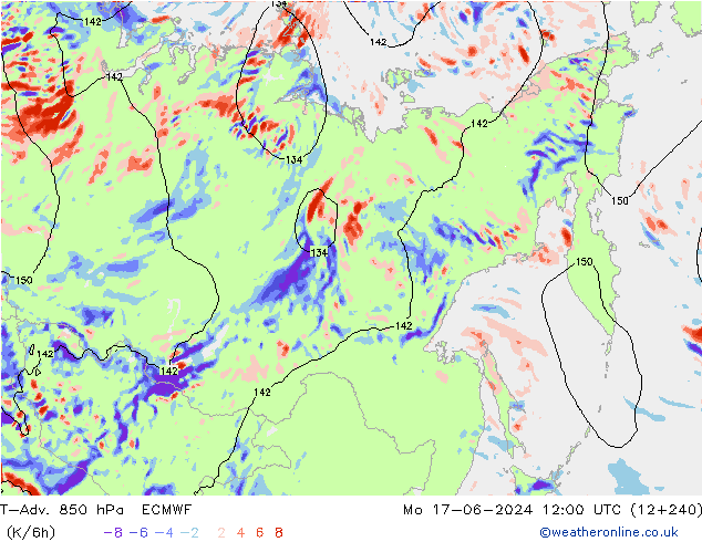 T-Adv. 850 hPa ECMWF Seg 17.06.2024 12 UTC