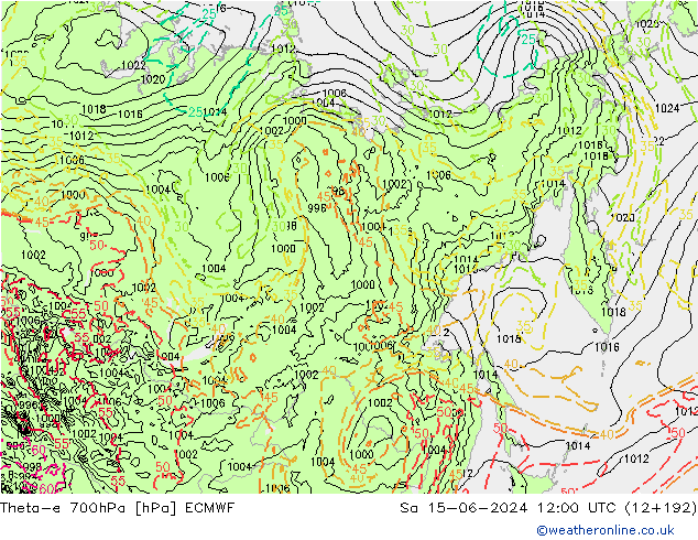 Theta-e 700hPa ECMWF  15.06.2024 12 UTC