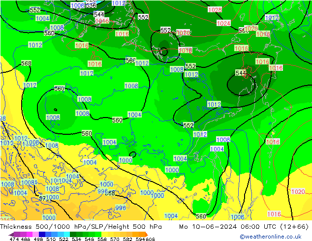 Thck 500-1000hPa ECMWF Po 10.06.2024 06 UTC