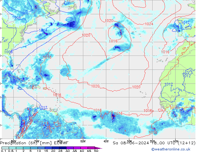 Z500/Yağmur (+YB)/Z850 ECMWF Cts 08.06.2024 00 UTC