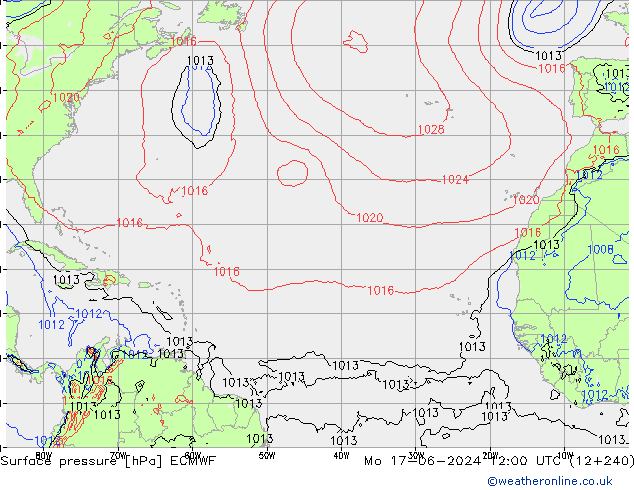 ciśnienie ECMWF pon. 17.06.2024 12 UTC