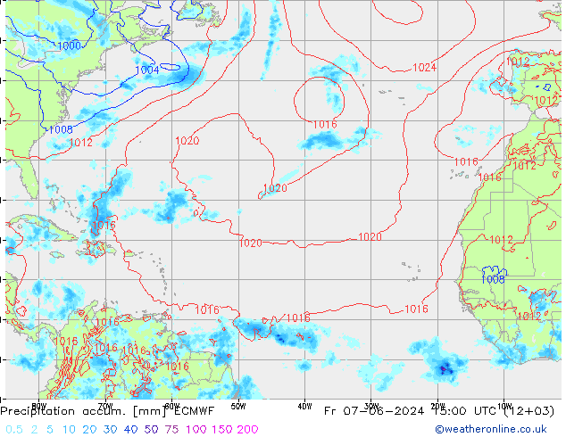 Precipitation accum. ECMWF ven 07.06.2024 15 UTC