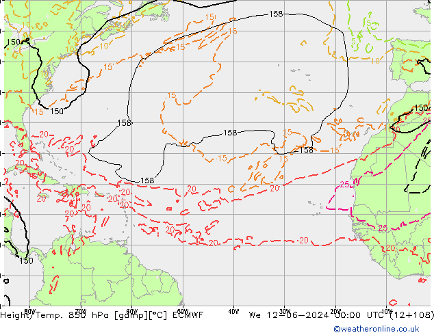 Z500/Rain (+SLP)/Z850 ECMWF  12.06.2024 00 UTC