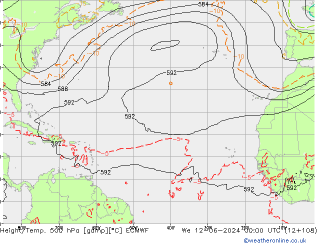 Z500/Rain (+SLP)/Z850 ECMWF  12.06.2024 00 UTC