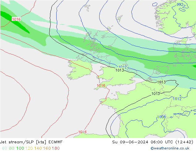 Corriente en chorro ECMWF dom 09.06.2024 06 UTC