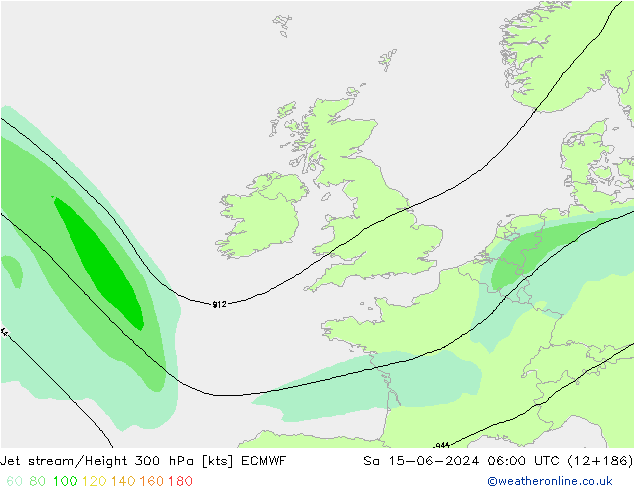 Corriente en chorro ECMWF sáb 15.06.2024 06 UTC