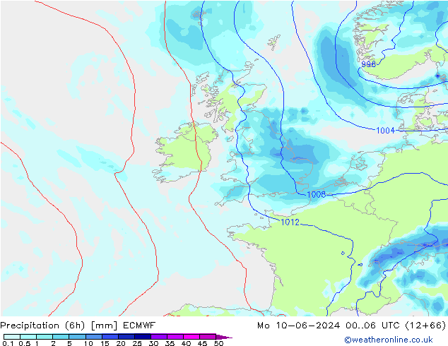 Z500/Rain (+SLP)/Z850 ECMWF  10.06.2024 06 UTC