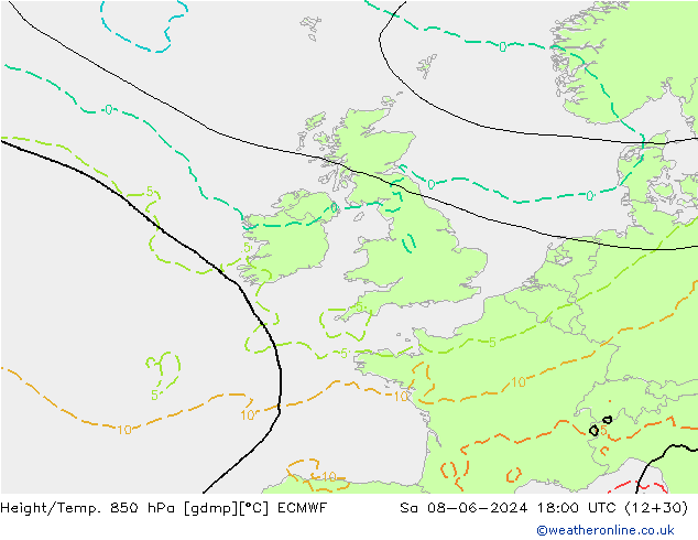 Z500/Yağmur (+YB)/Z850 ECMWF Cts 08.06.2024 18 UTC