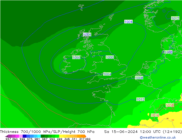 Thck 700-1000 hPa ECMWF Sa 15.06.2024 12 UTC