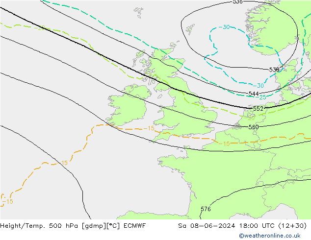 Z500/Yağmur (+YB)/Z850 ECMWF Cts 08.06.2024 18 UTC