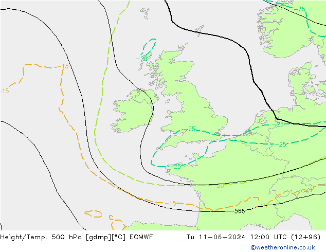 Z500/Rain (+SLP)/Z850 ECMWF mar 11.06.2024 12 UTC