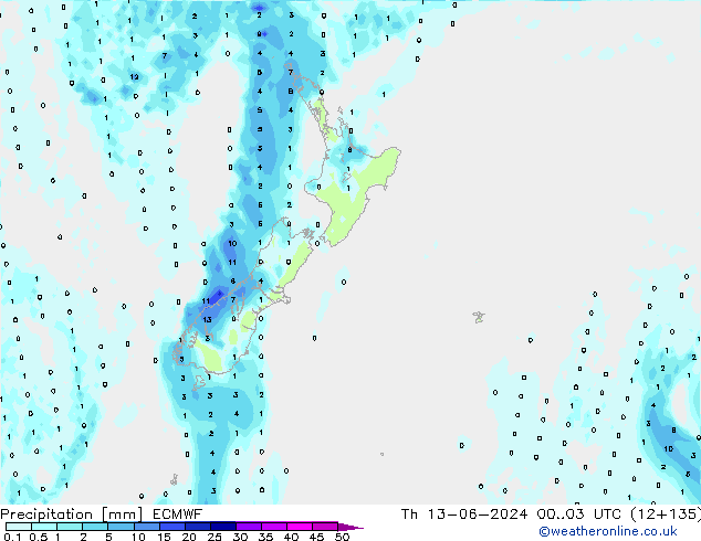 Niederschlag ECMWF Do 13.06.2024 03 UTC