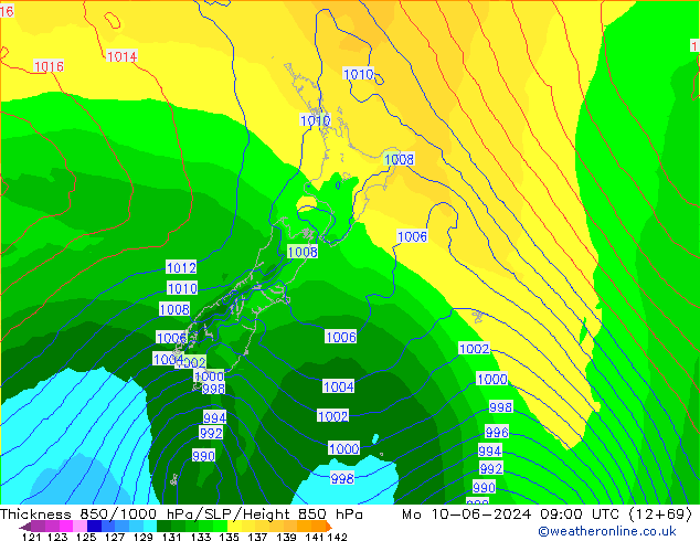 Thck 850-1000 hPa ECMWF Mo 10.06.2024 09 UTC