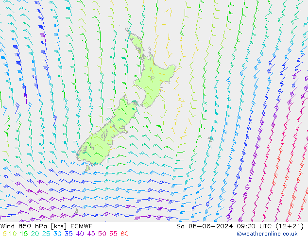 Wind 850 hPa ECMWF Sa 08.06.2024 09 UTC