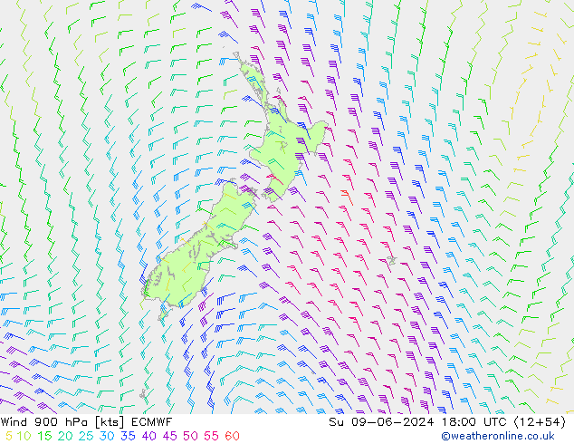 Vent 900 hPa ECMWF dim 09.06.2024 18 UTC