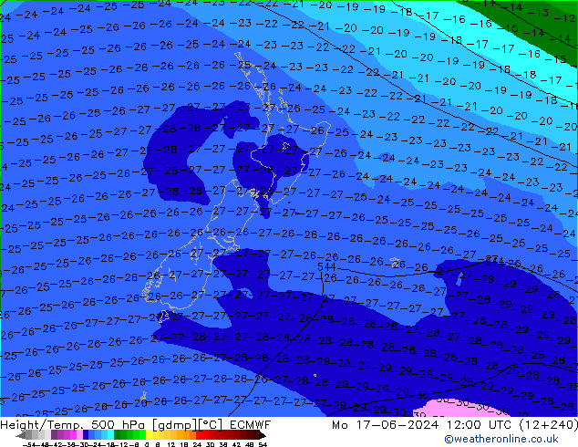 Geop./Temp. 500 hPa ECMWF lun 17.06.2024 12 UTC