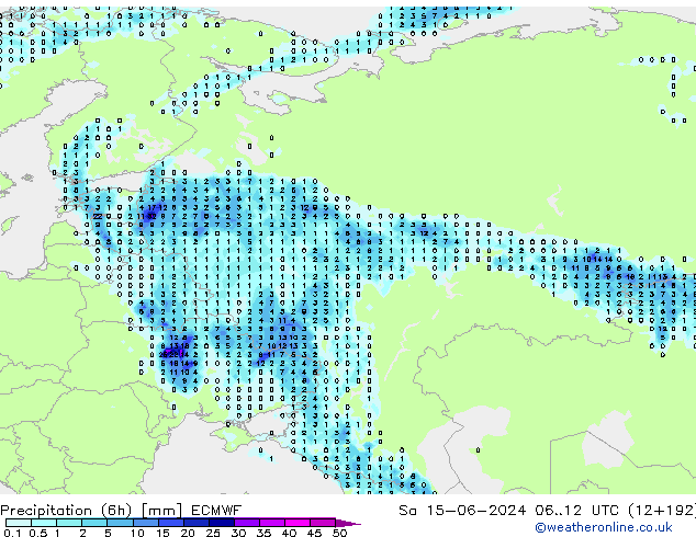 Yağış (6h) ECMWF Cts 15.06.2024 12 UTC