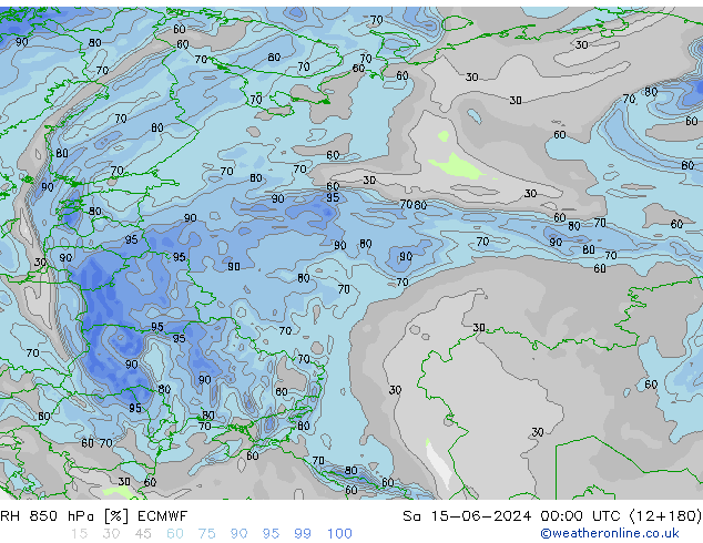 RV 850 hPa ECMWF za 15.06.2024 00 UTC