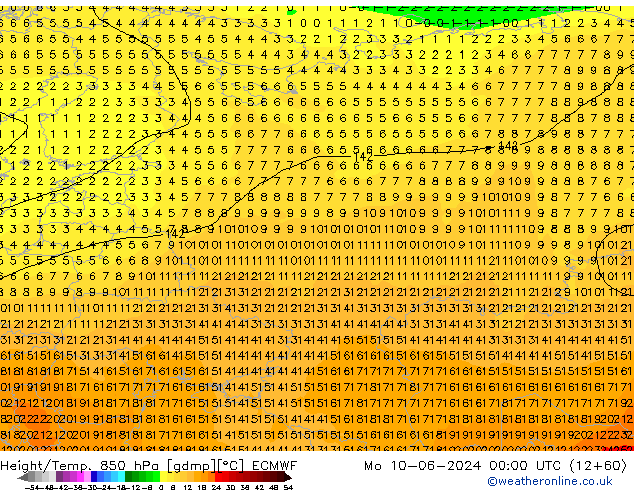 Z500/Rain (+SLP)/Z850 ECMWF  10.06.2024 00 UTC