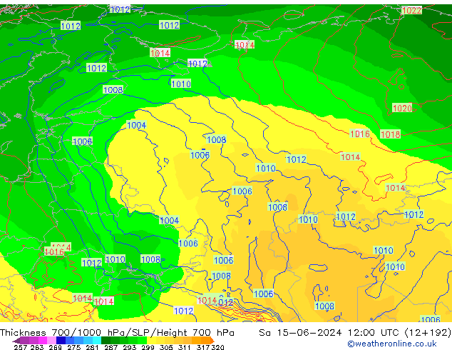 Thck 700-1000 hPa ECMWF  15.06.2024 12 UTC