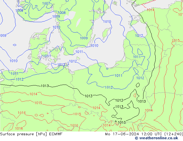 Luchtdruk (Grond) ECMWF ma 17.06.2024 12 UTC