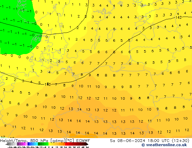 Z500/Rain (+SLP)/Z850 ECMWF sab 08.06.2024 18 UTC