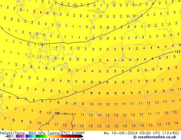 Z500/Rain (+SLP)/Z850 ECMWF  10.06.2024 00 UTC