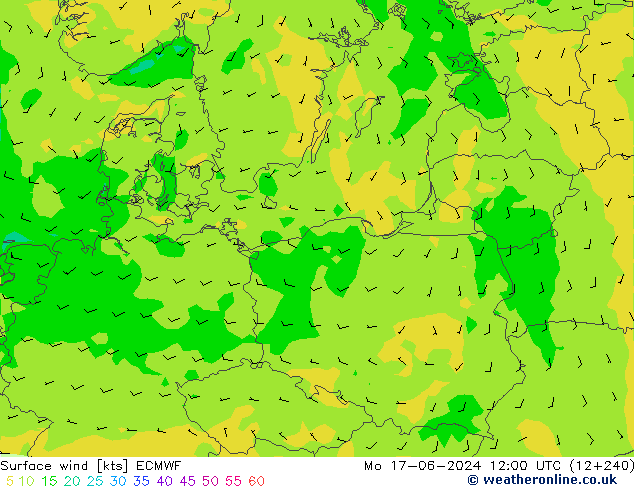 Wind 10 m ECMWF ma 17.06.2024 12 UTC