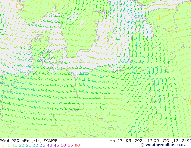 Wind 950 hPa ECMWF Mo 17.06.2024 12 UTC