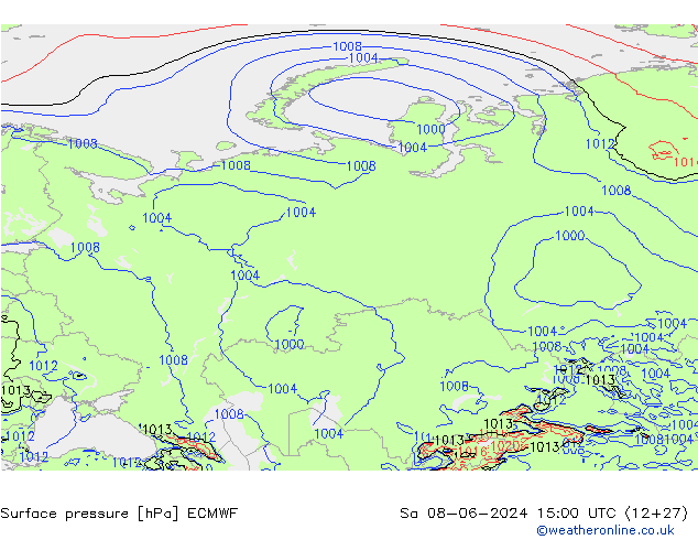 pressão do solo ECMWF Sáb 08.06.2024 15 UTC