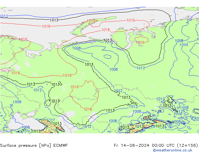 ciśnienie ECMWF pt. 14.06.2024 00 UTC