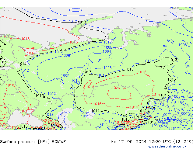 Surface pressure ECMWF Mo 17.06.2024 12 UTC