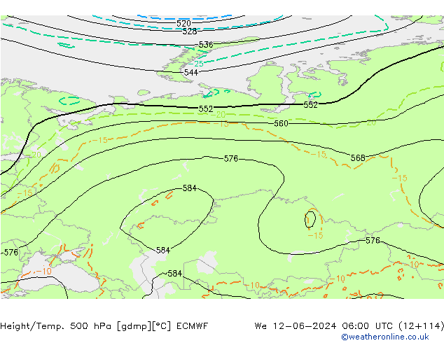 Z500/Rain (+SLP)/Z850 ECMWF mer 12.06.2024 06 UTC