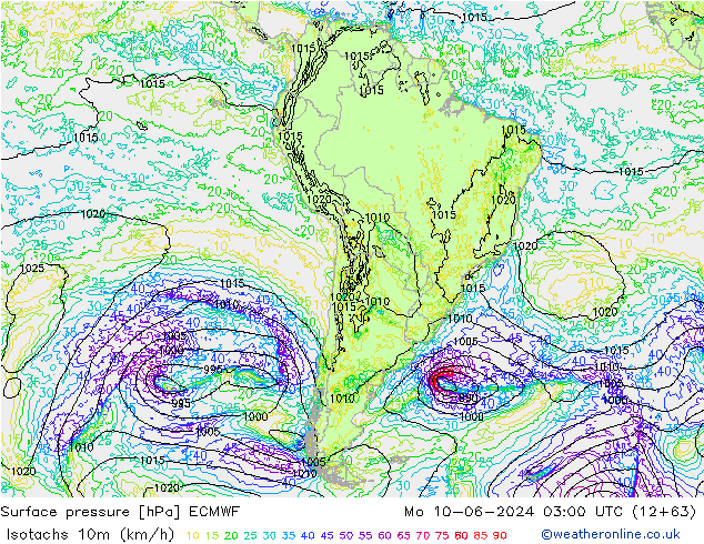 Isotachen (km/h) ECMWF ma 10.06.2024 03 UTC