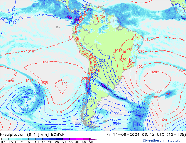 Z500/Rain (+SLP)/Z850 ECMWF pt. 14.06.2024 12 UTC